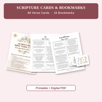 Scripture Cards & Bookmarks Pack — 80 Verse Cards + 16 Bookmarks (Printable + Digital PDF)