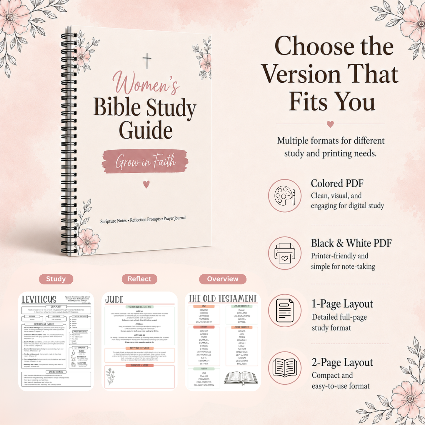 Women's Bible Study Guide — Grow in Faith (Printable + Digital PDF)