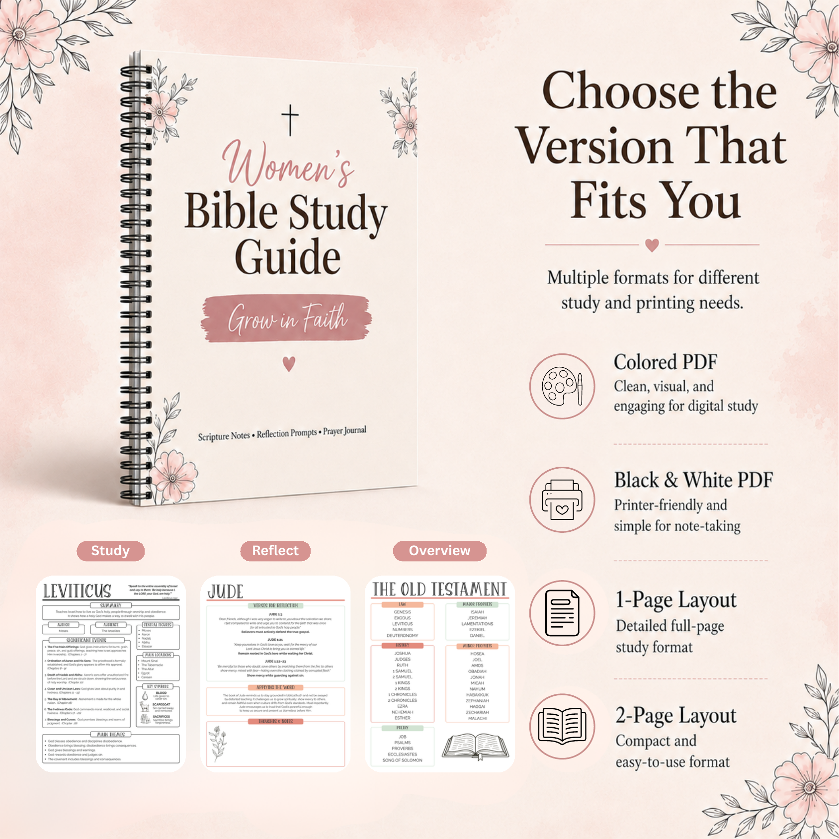 Women's Bible Study Guide — Grow in Faith (Printable + Digital PDF)